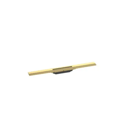 Duschrinne in Polished Gold Optik mit zwei stabilen, parallelen Leisten und einer zentralen Verbindung. Produkt von Hansgrohe für die Gestaltung von Duschbereichen.